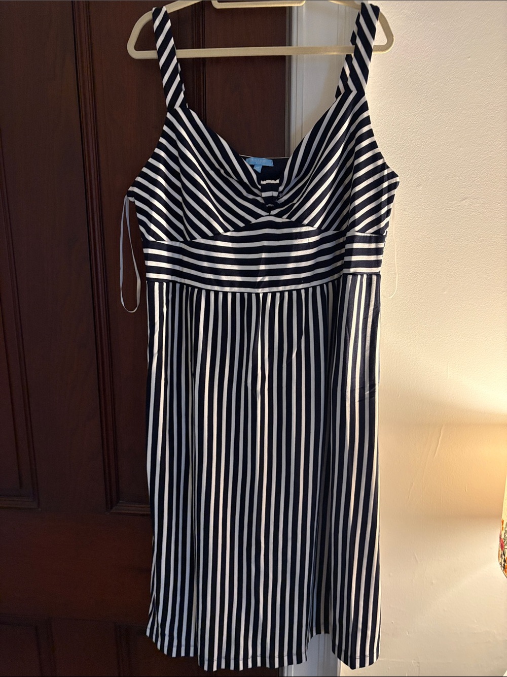 Draper James Navy and White Striped Midi Sundress